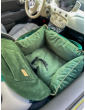"Ero Soft" dog car booster seat RECYCLED VELVET EMERALD GREEN size S/M/L