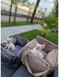 "Ero Soft" dog car seat RECYCLED VELVET BEIGE size S/M/L