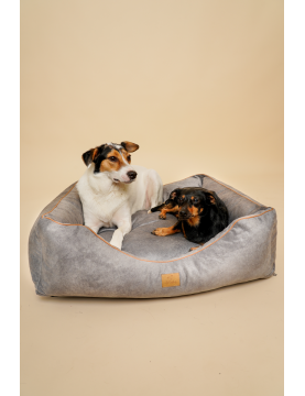 Moe dog bed size M Waterproof Velvet Light Grey (textile mark)