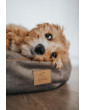 Dog bed round cushion with blanket VELVET DARK BEIGE