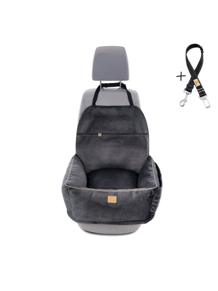 "Ero Soft" dog car seat VELVET water repellent BLACK size S WITH SEAT BELT