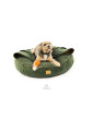 Dog bed round cushion with blanket VELVET EMERALD GREEN