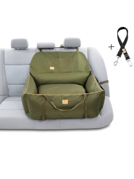 "Ero Soft" dog car booster seat MONO OLIVE GREEN size L