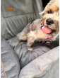 "Ero Soft" dog car seat VELVET water repellent LIGHT GREY size S/M/L WITH SEAT BELT